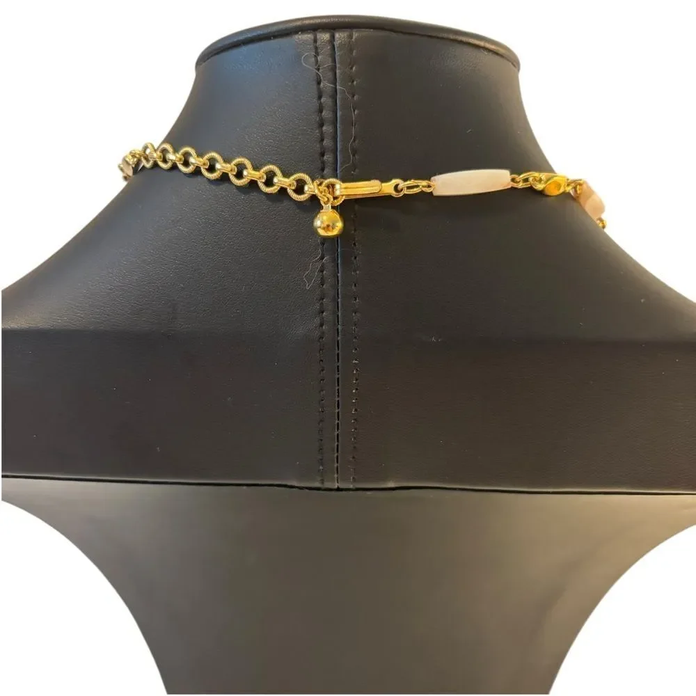 Vintage Trifari Shiny Gold Tone & Beaded Choker. Great Neutral Piece!